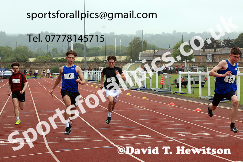 Boys 100 metres, 2025 Northumberland Schools Track and Fields, Wentworth, Hexham. Photo: David T. Hewitson/Sports for All Pics